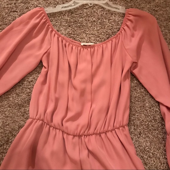 Pink Peach Love off the shoulder romper small - Picture 3 of 6